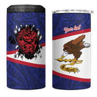 American Samoa Heart Tribal Personalized 4 in 1 Can Cooler Tumbler Polynesian Patterns LT9 One Size: 16 oz Blue - Polynesian Pride