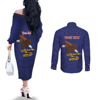 American Samoa Heart Tribal Personalized Couples Matching Off The Shoulder Long Sleeve Dress and Long Sleeve Button Shirt Polynesian Patterns LT9 - Polynesian Pride