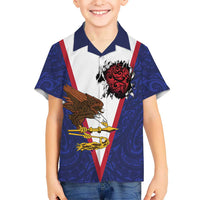 American Samoa Heart Tribal Personalized Family Matching Off Shoulder Maxi Dress and Hawaiian Shirt Polynesian Patterns LT9 Son's Shirt Blue - Polynesian Pride