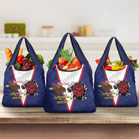 American Samoa Heart Tribal Personalized Grocery Bag Polynesian Patterns LT9 3-pack One Size Blue - Polynesian Pride