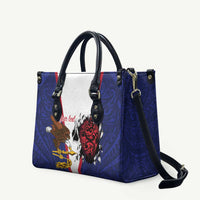 American Samoa Heart Tribal Personalized Leather Bag Polynesian Patterns LT9 Blue - Polynesian Pride