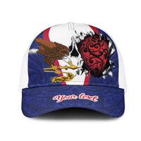 American Samoa Heart Tribal Personalized Mesh Trucker Cap Polynesian Patterns LT9 One Size White Blue - Polynesian Pride