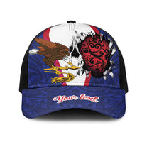 American Samoa Heart Tribal Personalized Mesh Trucker Cap Polynesian Patterns LT9 One Size Black Blue - Polynesian Pride