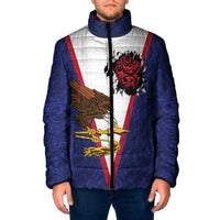 American Samoa Heart Tribal Personalized Padded Jacket Polynesian Patterns LT9 Men Blue - Polynesian Pride