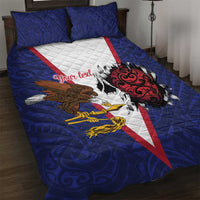 American Samoa Heart Tribal Personalized Quilt Bed Set Polynesian Patterns LT9 Blue - Polynesian Pride