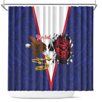 American Samoa Heart Tribal Personalized Shower Curtain Polynesian Patterns LT9 Blue - Polynesian Pride