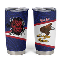 American Samoa Heart Tribal Personalized Tumbler Cup Polynesian Patterns LT9 Blue - Polynesian Pride