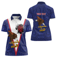 American Samoa Heart Tribal Personalized Women Polo Shirt Polynesian Patterns LT9 - Polynesian Pride