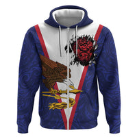American Samoa Heart Tribal Personalized Zip Hoodie Polynesian Patterns LT9 Zip Hoodie Blue - Polynesian Pride