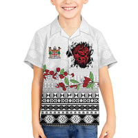 Fiji Heart Tribal Personalised Family Matching Puletasi and Hawaiian Shirt Polynesian Patterns LT9 Son's Shirt White - Polynesian Pride