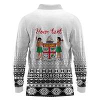 Fiji Heart Tribal Personalised Long Sleeve Polo Shirt Polynesian Patterns LT9 - Polynesian Pride