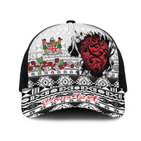 Fiji Heart Tribal Personalised Mesh Trucker Cap Polynesian Patterns LT9 One Size Black White - Polynesian Pride