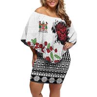 Fiji Heart Tribal Personalised Off Shoulder Short Dress Polynesian Patterns LT9 Women White - Polynesian Pride
