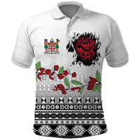 Fiji Heart Tribal Personalised Polo Shirt Polynesian Patterns LT9 White - Polynesian Pride