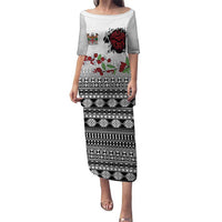 Fiji Heart Tribal Personalised Puletasi Polynesian Patterns LT9 Long Dress White - Polynesian Pride