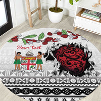 Fiji Heart Tribal Personalised Round Carpet Polynesian Patterns LT9 White - Polynesian Pride