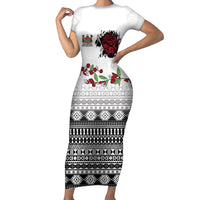 Fiji Heart Tribal Personalised Short Sleeve Bodycon Dress Polynesian Patterns LT9 Long Dress White - Polynesian Pride