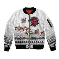 Fiji Heart Tribal Personalised Sleeve Zip Bomber Jacket Polynesian Patterns LT9 Unisex White - Polynesian Pride