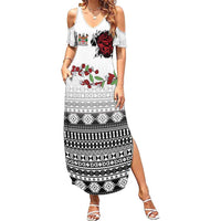 Fiji Heart Tribal Personalised Summer Maxi Dress Polynesian Patterns LT9 Women White - Polynesian Pride