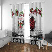 Fiji Heart Tribal Personalised Window Curtain Polynesian Patterns LT9 With Grommets White - Polynesian Pride