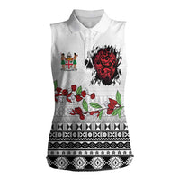 Fiji Heart Tribal Personalised Women Sleeveless Polo Shirt Polynesian Patterns LT9 Female White - Polynesian Pride