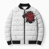 New Zealand Maori Heart Tribal Personalised Bomber Puffer Jacket Polynesian Patterns LT9 Unisex White - Polynesian Pride