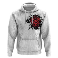 New Zealand Maori Heart Tribal Personalised Hoodie Polynesian Patterns LT9 Pullover Hoodie White - Polynesian Pride