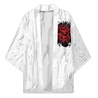 New Zealand Maori Heart Tribal Personalised Kimono Polynesian Patterns LT9 Unisex White - Polynesian Pride