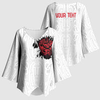 New Zealand Maori Heart Tribal Personalised Kimono Sleeve Blouse Polynesian Patterns LT9 - Polynesian Pride