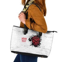 New Zealand Maori Heart Tribal Personalised Leather Tote Bag Polynesian Patterns LT9 White - Polynesian Pride