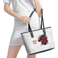 New Zealand Maori Heart Tribal Personalised Leather Tote Bag Polynesian Patterns LT9 - Polynesian Pride
