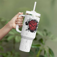 New Zealand Maori Heart Tribal Personalised Tumbler With Handle Polynesian Patterns LT9 - Polynesian Pride