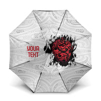 New Zealand Maori Heart Tribal Personalised Umbrella Polynesian Patterns LT9 One Size Folded 11.42 inch Opened Diameter 37.4 inch White - Polynesian Pride