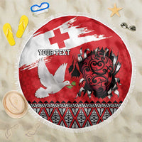 Tonga Heart Tribal Personalised Beach Blanket Polynesian Patterns LT9 One Size 150cm Red - Polynesian Pride