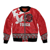 Tonga Heart Tribal Personalised Bomber Jacket Polynesian Patterns LT9 Unisex Red - Polynesian Pride
