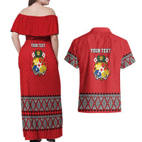 Tonga Heart Tribal Personalised Couples Matching Off Shoulder Maxi Dress and Hawaiian Shirt Polynesian Patterns LT9 - Polynesian Pride