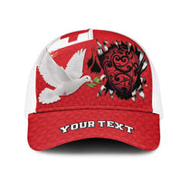 Tonga Heart Tribal Personalised Mesh Trucker Cap Polynesian Patterns LT9 One Size White Red - Polynesian Pride