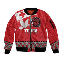 Tonga Heart Tribal Personalised Sleeve Zip Bomber Jacket Polynesian Patterns LT9 Unisex Red - Polynesian Pride