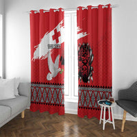 Tonga Heart Tribal Personalised Window Curtain Polynesian Patterns LT9 With Grommets Red - Polynesian Pride