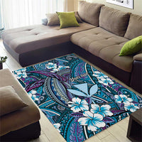Personalised Hawaii Tribal Humpback Whale Area Rug Polu Hibiscus Seamless Pattern