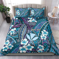 Personalised Hawaii Tribal Humpback Whale Bedding Set Polu Hibiscus Seamless Pattern LT9 - Polynesian Pride