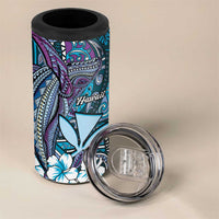 Personalised Hawaii Tribal Humpback Whale 4 in 1 Can Cooler Tumbler Polu Hibiscus Seamless Pattern LT9 - Polynesian Pride