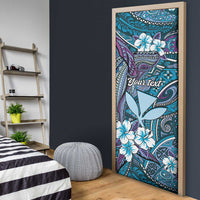 Personalised Hawaii Tribal Humpback Whale Door Cover Polu Hibiscus Seamless Pattern LT9 - Polynesian Pride