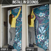 Personalised Hawaii Tribal Humpback Whale Door Cover Polu Hibiscus Seamless Pattern LT9 - Polynesian Pride