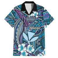 Personalised Hawaii Tribal Humpback Whale Hawaiian Shirt Polu Hibiscus Seamless Pattern LT9 Blue - Polynesian Pride