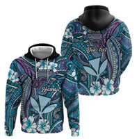 Personalised Hawaii Tribal Humpback Whale Hoodie Polu Hibiscus Seamless Pattern LT9 - Polynesian Pride