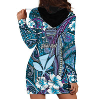 Personalised Hawaii Tribal Humpback Whale Hoodie Dress Polu Hibiscus Seamless Pattern LT9 - Polynesian Pride
