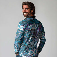 Personalised Hawaii Tribal Humpback Whale Long Sleeve Polo Shirt Polu Hibiscus Seamless Pattern LT9 - Polynesian Pride