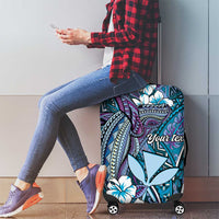 Personalised Hawaii Tribal Humpback Whale Luggage Cover Polu Hibiscus Seamless Pattern LT9 - Polynesian Pride
