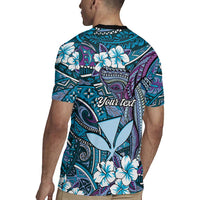 Personalised Hawaii Tribal Humpback Whale Rugby Jersey Polu Hibiscus Seamless Pattern LT9 - Polynesian Pride